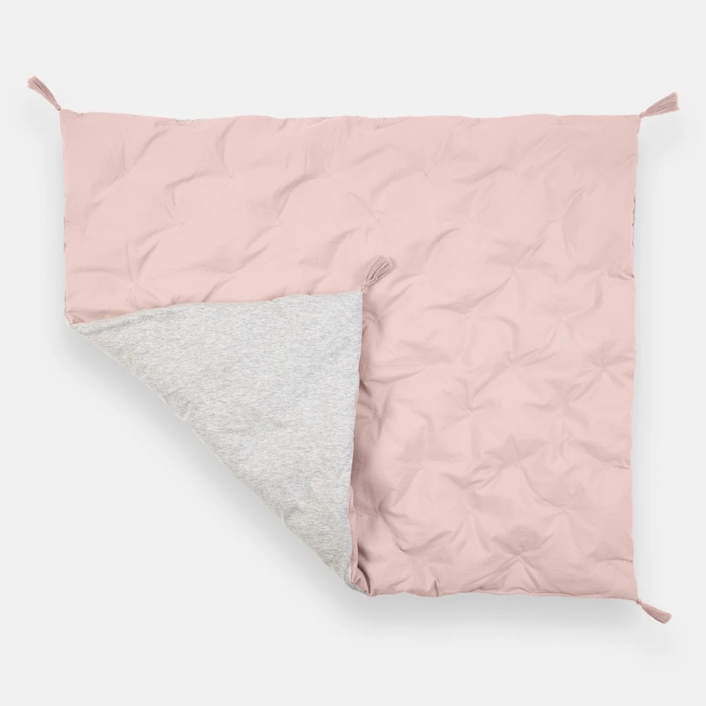 7AM Enfant Soft Pink and Gray Reversible Quilt